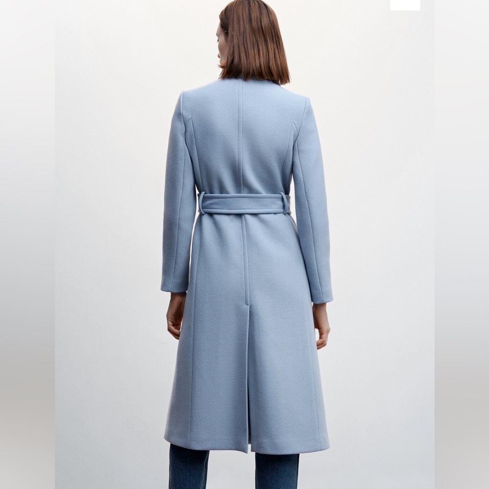 Mango Blue Double-Breasted Coat - Picture 5 of 17